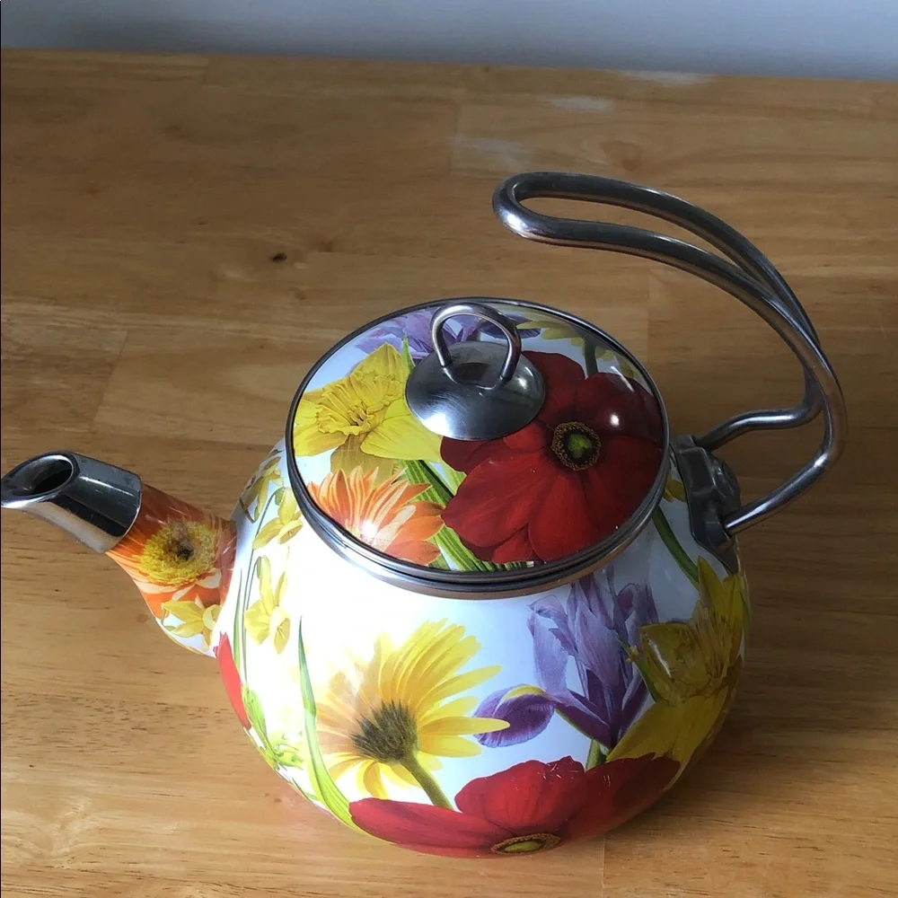 PIONEER Multicolor spring Floral Enamel Tea Kettle